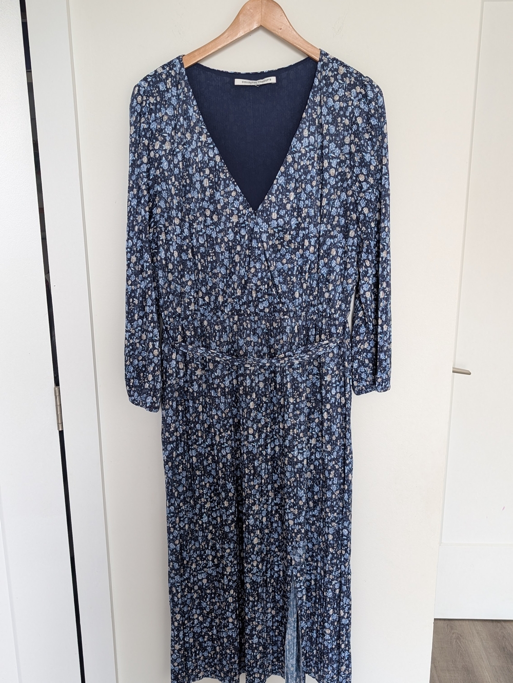 Collective Concepts Navy Blue Floral Wrap Maxi Dress